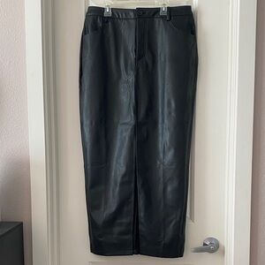 ASOS Black Faux Leather Midi Skirt